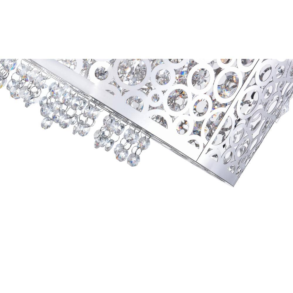Elegant Chrome Drum Chandelier with Dangling Crystal Accents