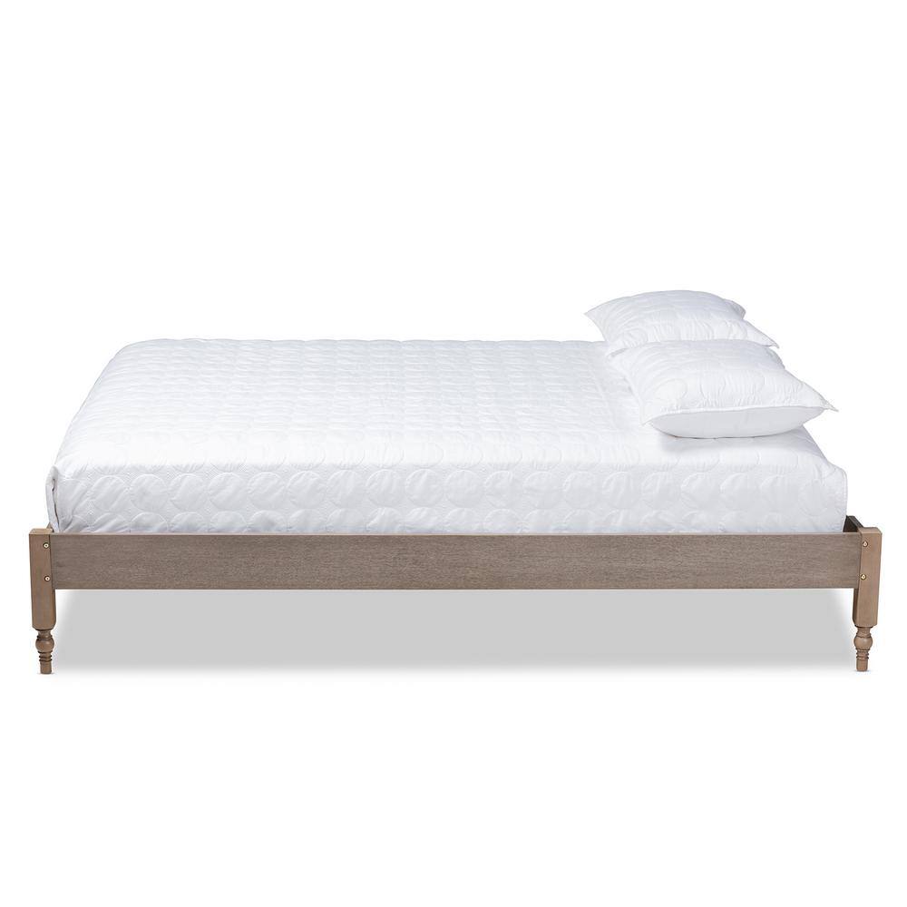 Weathered Grey Oak Queen Platform Bed with Turned Legs