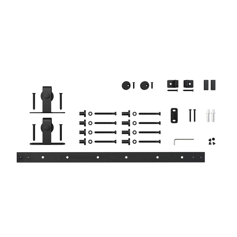 5 ft. Black Solid Steel Mini Sliding Rolling Barn Door Hardware Kit for Single Furniture Wood Doors price history on PriceWatchPro
