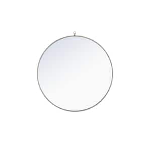 Timeless Home 42 in. W x 42 in. H x Contemporary Metal Framed Round Silver Mirror