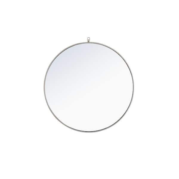 Unbranded Timeless Home 42 in. W x 42 in. H x Contemporary Metal Framed Round Silver Mirror