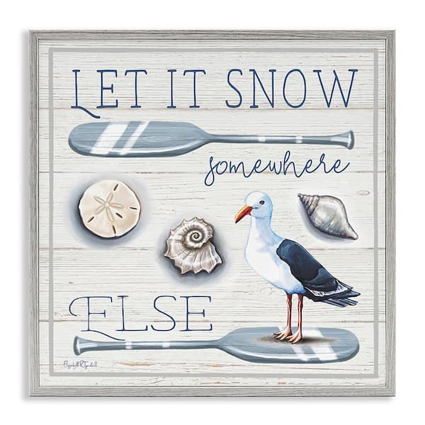 Stupell Industries Snow Somewhere Else by Elizabeth Tyndall 1 Piece Framed Graphic Print Animal Poster Art Print 17 in. x 17 in.