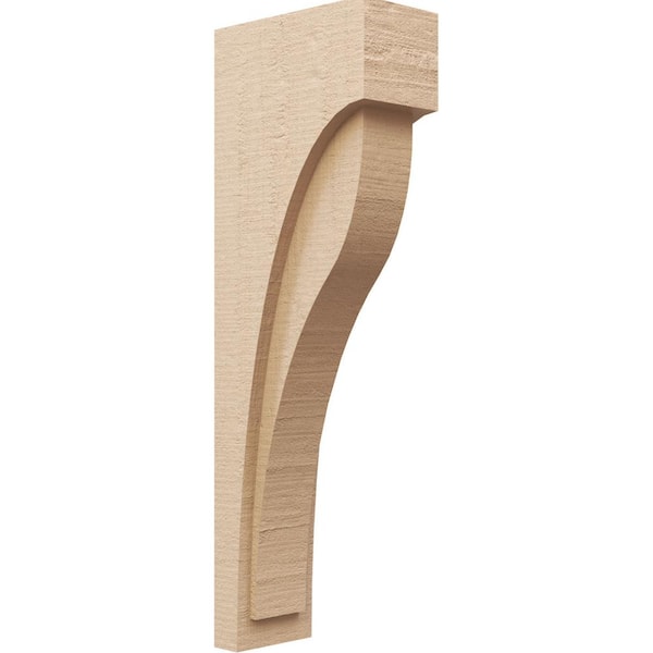 Ekena Millwork 6-in. x 12-in. x 36-in. Series 2 Thin Helena Rough Cedar Woodgrain Timberthane Polyurethane Corbel, Primed Tan