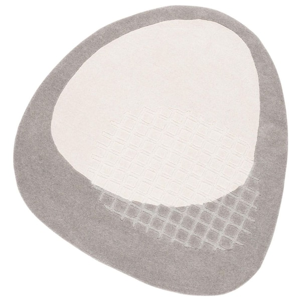 Novelty 5 ft. x 5 ft. Gray/Ivory Two-Tone Solid Specialty Area Rug