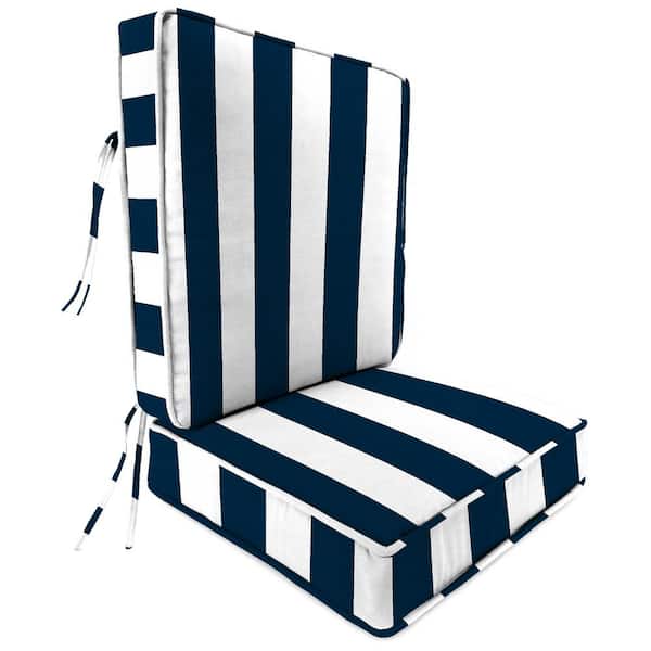 Jordan Manufacturing 22 in. L x 45 in. W x 4 in. T Outdoor Deep Seat Chair Cushion Set in Cabana Navy