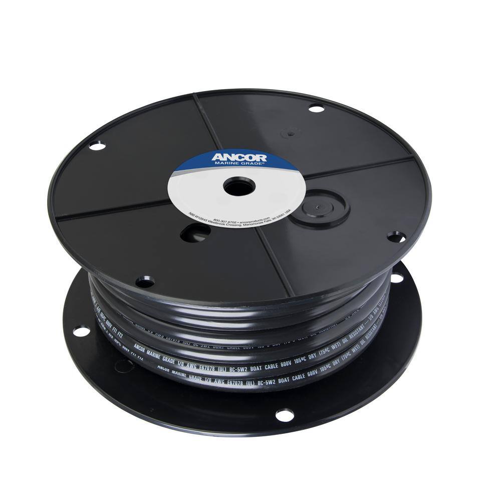 Xscorpion 1/0 AWG OFC Copper Power Wire - 25 Feet Black Stranded Marine Cable