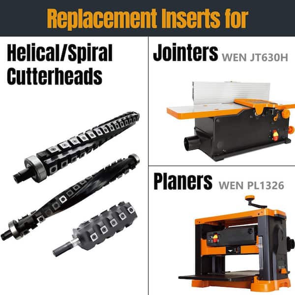 14.3 mm Carbide Inserts Cutter Knives for Spiral and Helical Cutterheads-Fits WEN PL1326, JT630H and Rikon 25-130H