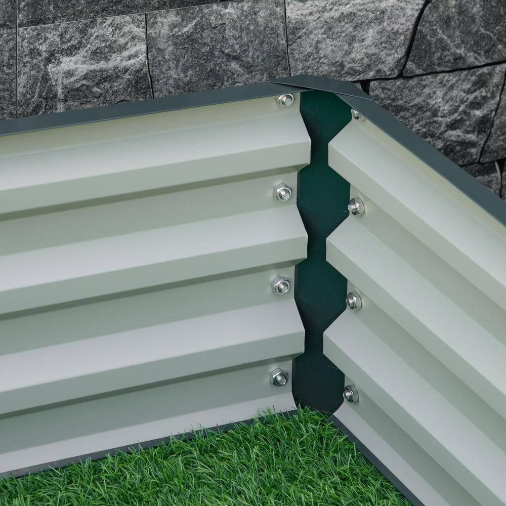 Green Galvanized Steel Raised Garden Bed for Outdoor Plants