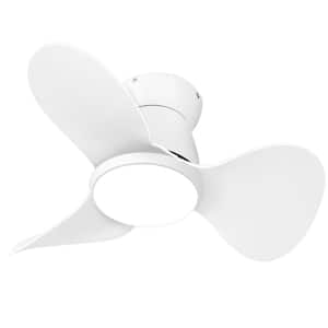 24 in. Small Indoor White Ceiling Fan with Lights for Bedroom, Low Profile Ceiling Fan, Flush Mount Ceiling Fan
