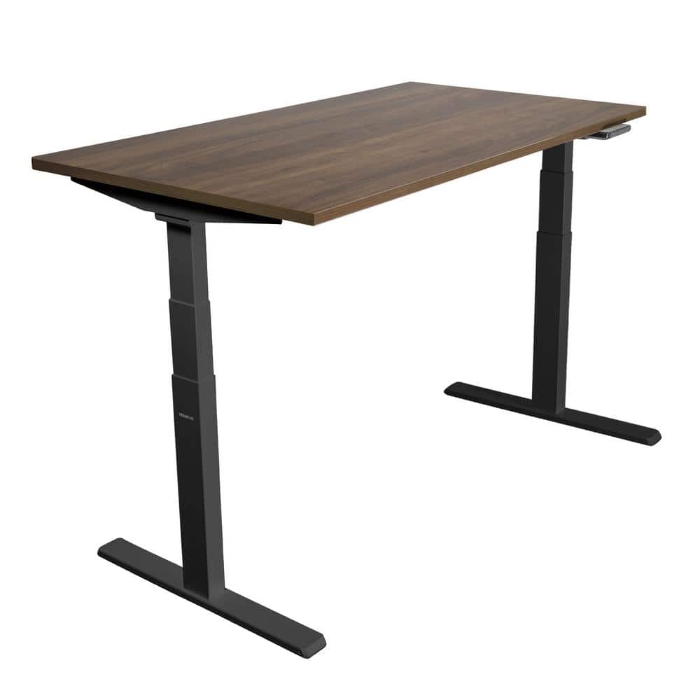 Adrift Brown Adjustable Height Sit-Standing Desk with Black Base
