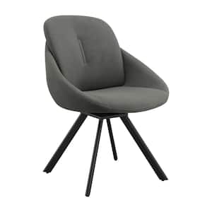 Mina Charcoal Fabric Upholstered Swivel Padded Dining Side Chairs (Set of 2)