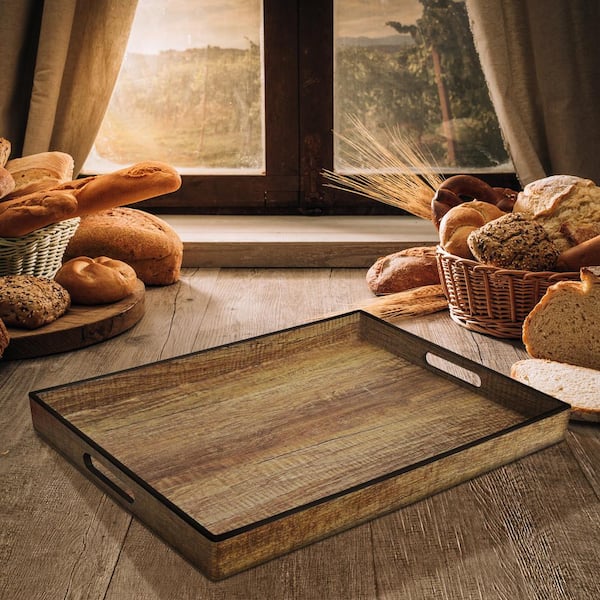 Poplar/Black Polypropylene Tray with Rim