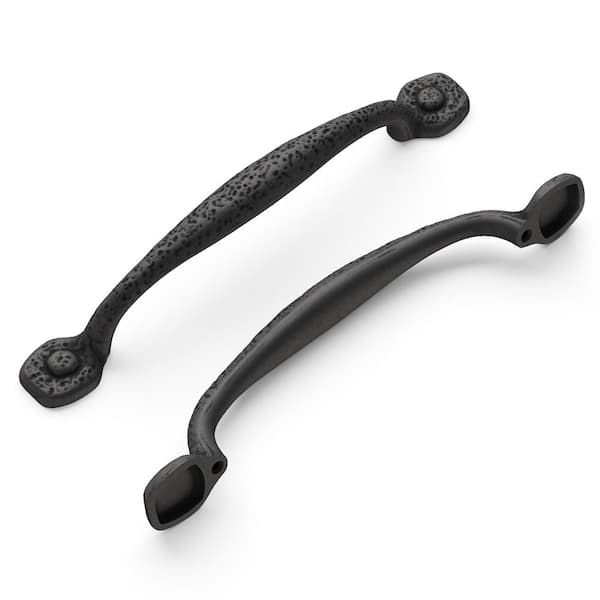 HICKORY HARDWARE Refined Rustic 8 in. Center-to-Center Black Iron Appliance Pull