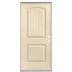 36 in. x 80 in. Cheyenne 2-Panel Left Hand Inswing Painted Smooth Fiberglass Prehung Front Exterior Door No Brickmold