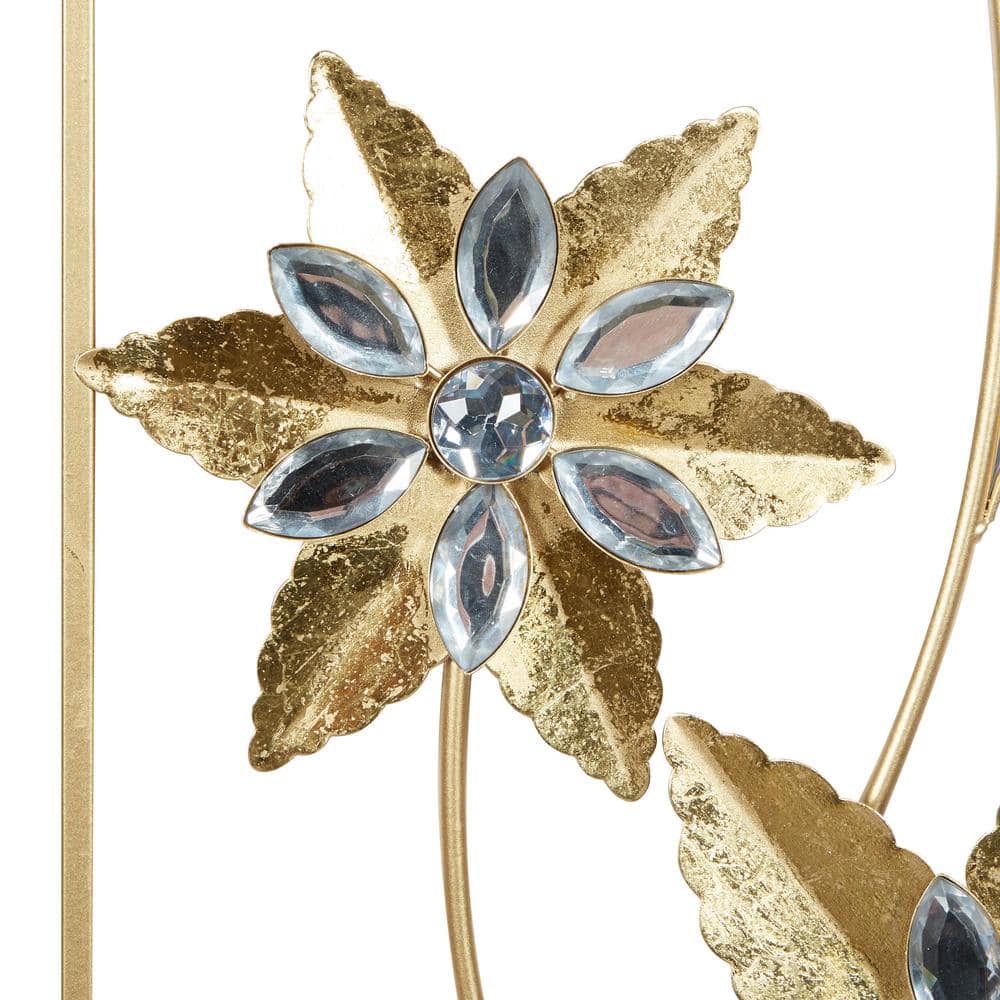 Elegant Gold Floral Metal Wall Sculpture Set, 12"W x 36"H