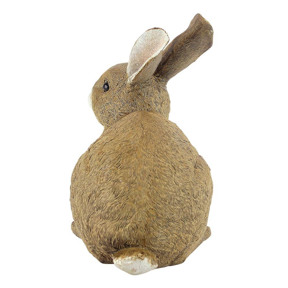Hand-Painted Brown and White Resin Bunny Garden Statue