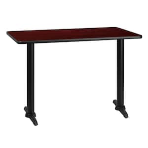 30 in. x 42 in. Rectangular Mahogany Laminate Table Top with 5 in. x 22 in. Table Height Bases