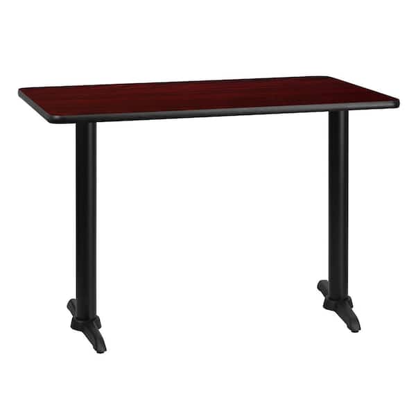 Flash Furniture 30 in. x 42 in. Rectangular Mahogany Laminate Table Top with 5 in. x 22 in. Table Height Bases