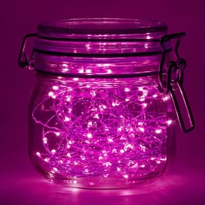 Battery Operated LED Waterproof Mini String Lights with Timer (50ct) Pink (Set of 2)