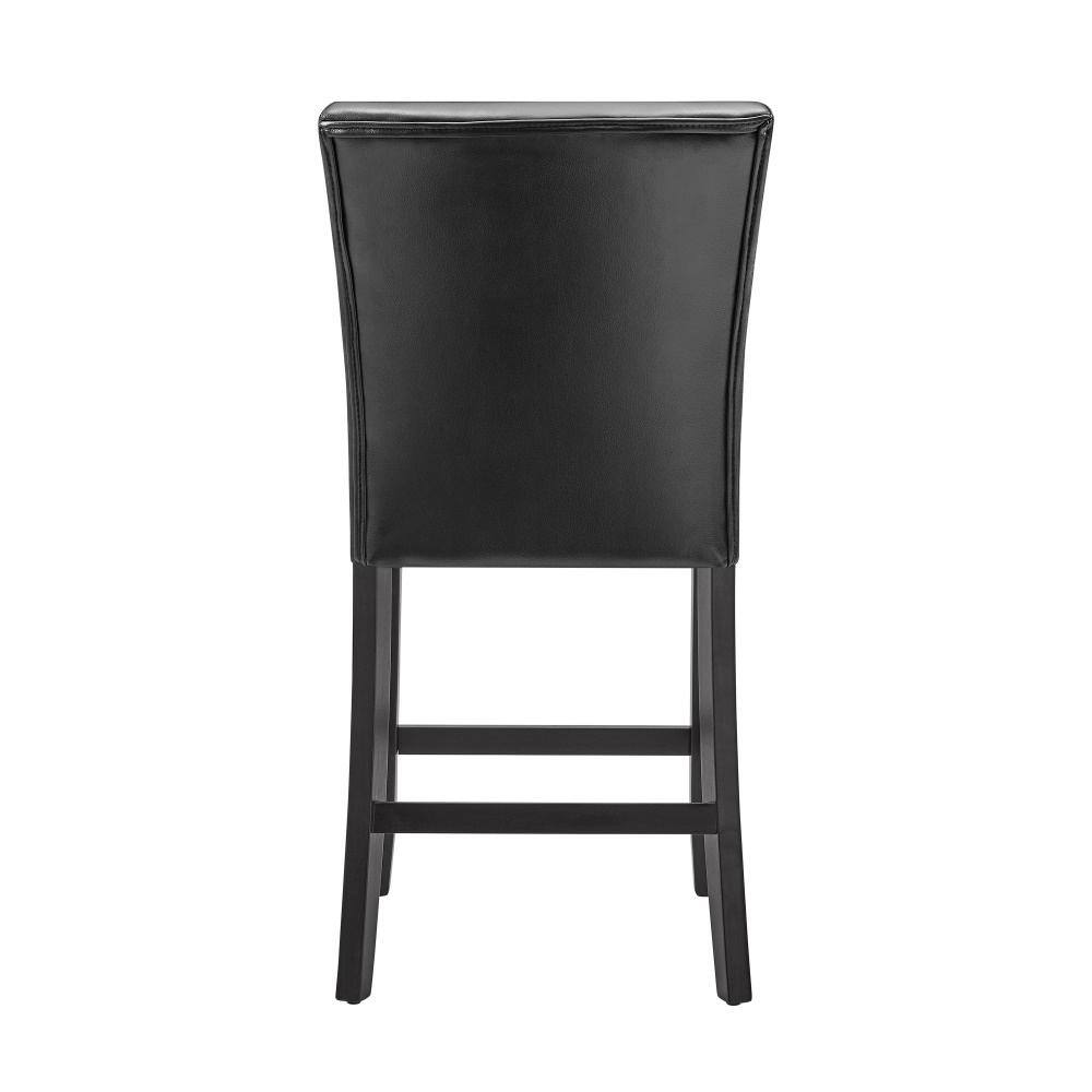 Elegant Ebony and Black Leather 26" Counter Stools - Set of 2
