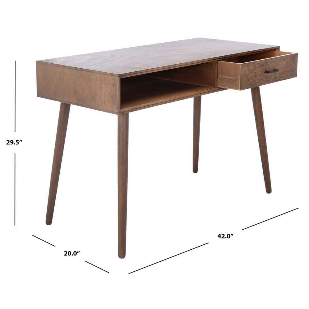 Remy Brown Mid-Century Wood Writing Desk with Drawer