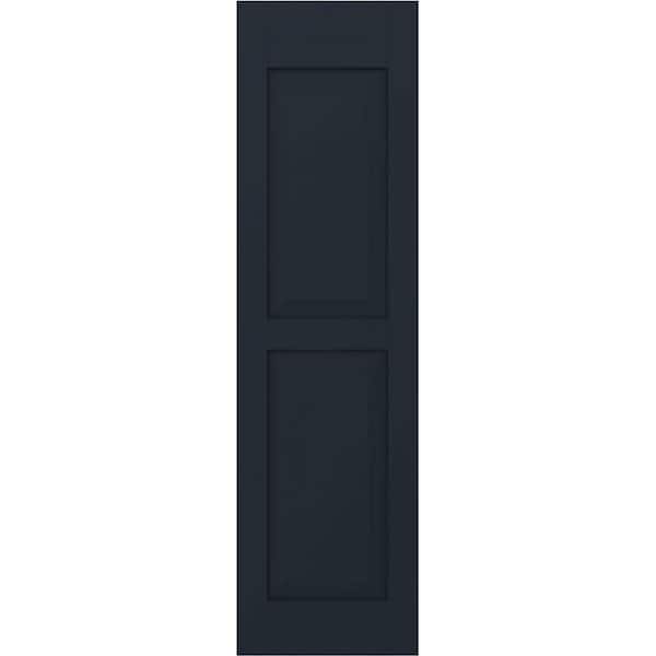 Ekena Millwork 18 in. W x 64 in. H Americraft 2-Equal Raised Panel Exterior Real Wood Shutters Pair in Starless Night Blue