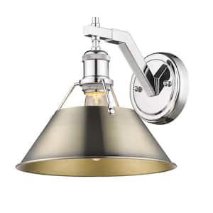 Orwell 10 in. 1-Light Chrome and Aged Brass Wall Sconce