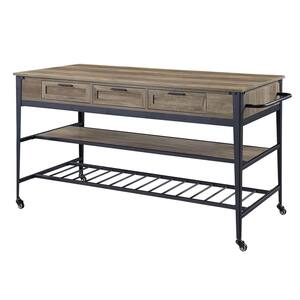 64 in. L x 29 in. W x 33 in. H Kitchen Island in Rustic Oak & Black Finish