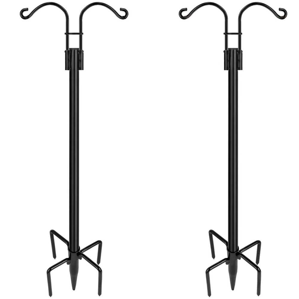76 in. Black Metal Double Shepards Hooks (2-Pack)