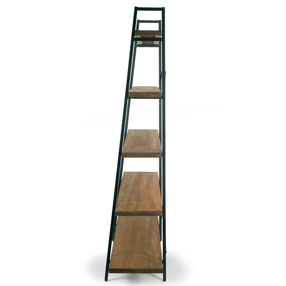 Industrial Medium Wood and Black Ladder Etagere