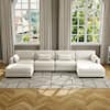 Uixe 160 in. Square Arm 6-Piece Corduroy Upholstered U-Shaped Sectional Sofa in Beige CS06-BE-DUZH