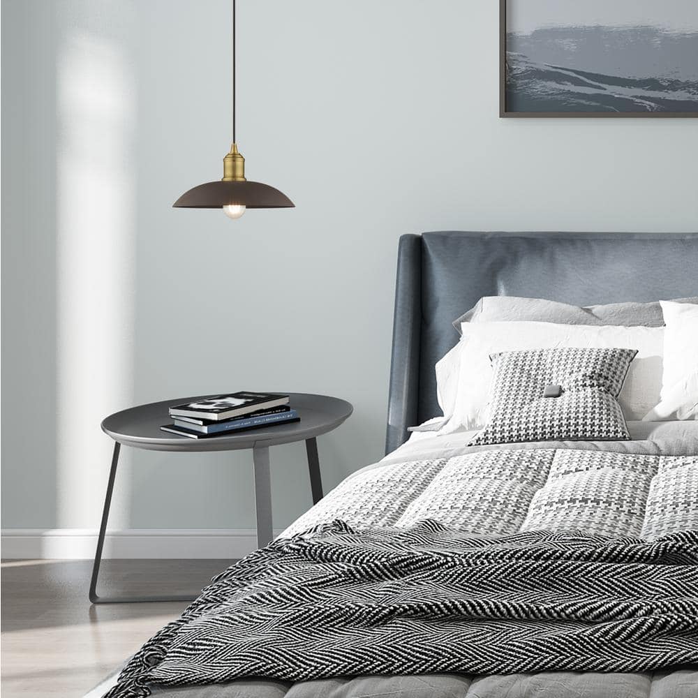 Bronze and Brass Mini Pendant Light with Metal Shade