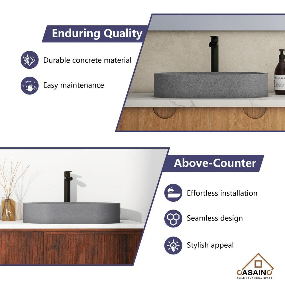 Mottled Bluish Gray Ceramic Oval Vessel Bathroom Sink