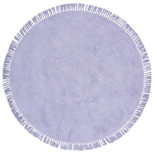 SAFAVIEH Easy Care 5 ft. x 5 ft. Lilac Modern Solid Fringe Round Area ...