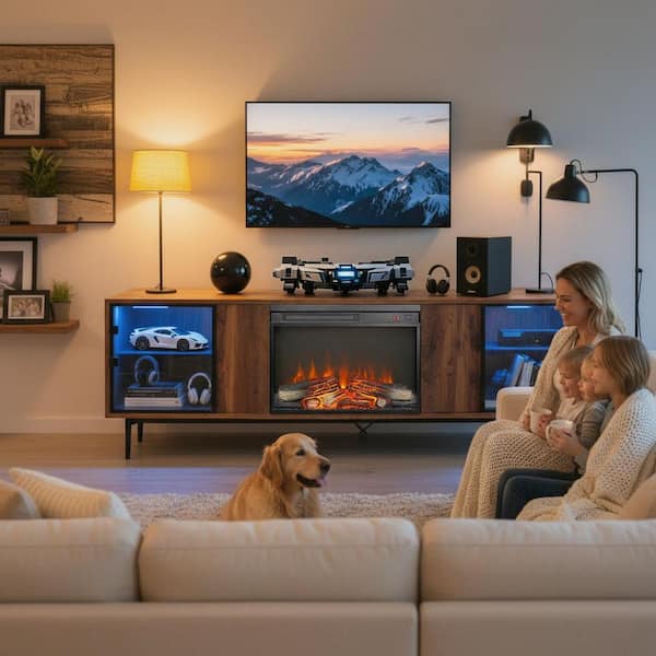 26 in. 1400-Watt Black 5000 BTU Recessed Electric Utility Convection Infrared Space Heater with Remote Control