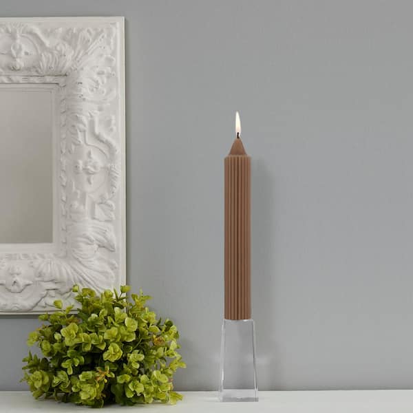 Grecian Collenette 9 in. Portobello Brown Unscented Taper Candle (Box of 4)