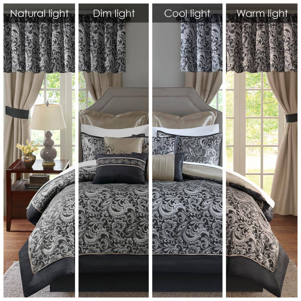 Brystol Queen Black Microfiber 24-Piece Bedding Set