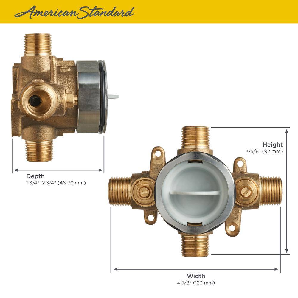 Universal Brass Shower Rough-In Valve with Screwdriver Stops