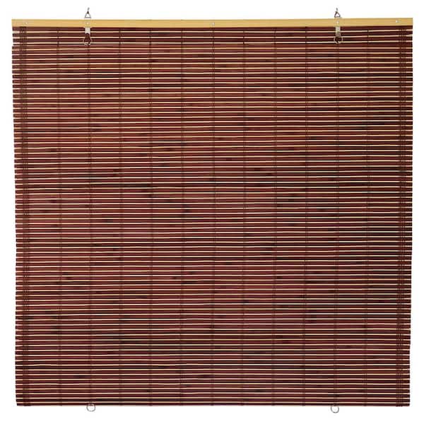 RED LANTERN Oriental Furniture Bamboo Cordless Window Shade Mahogany 72 in. W x 72 in. L