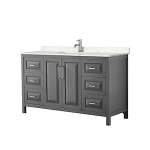 Daria 60in.Wx22 in.D Single Vanity in Dark Gray with Cultured Marble Vanity Top in Light-Vein Carrara with White Basin