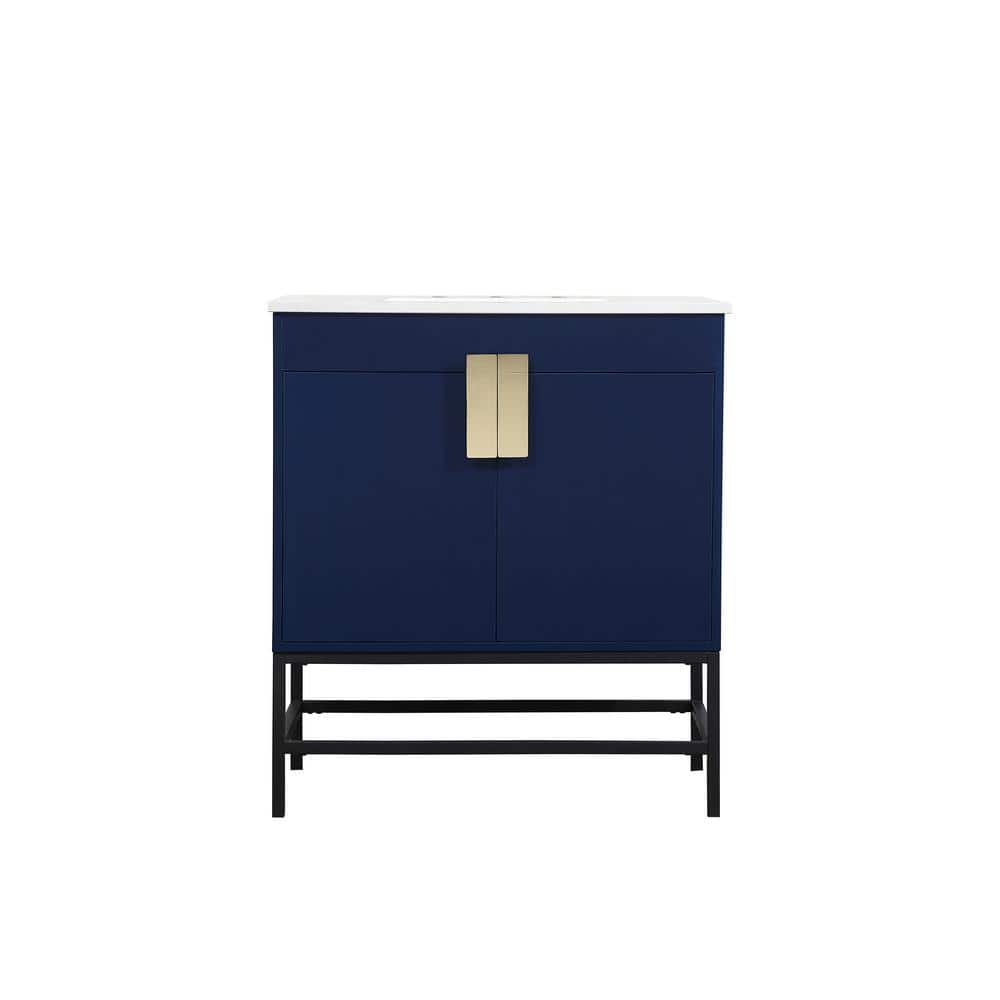 Timeless Home 19 in. W x 30 in. D x 33.5 in. H Bath Vanity in Blue with Ivo