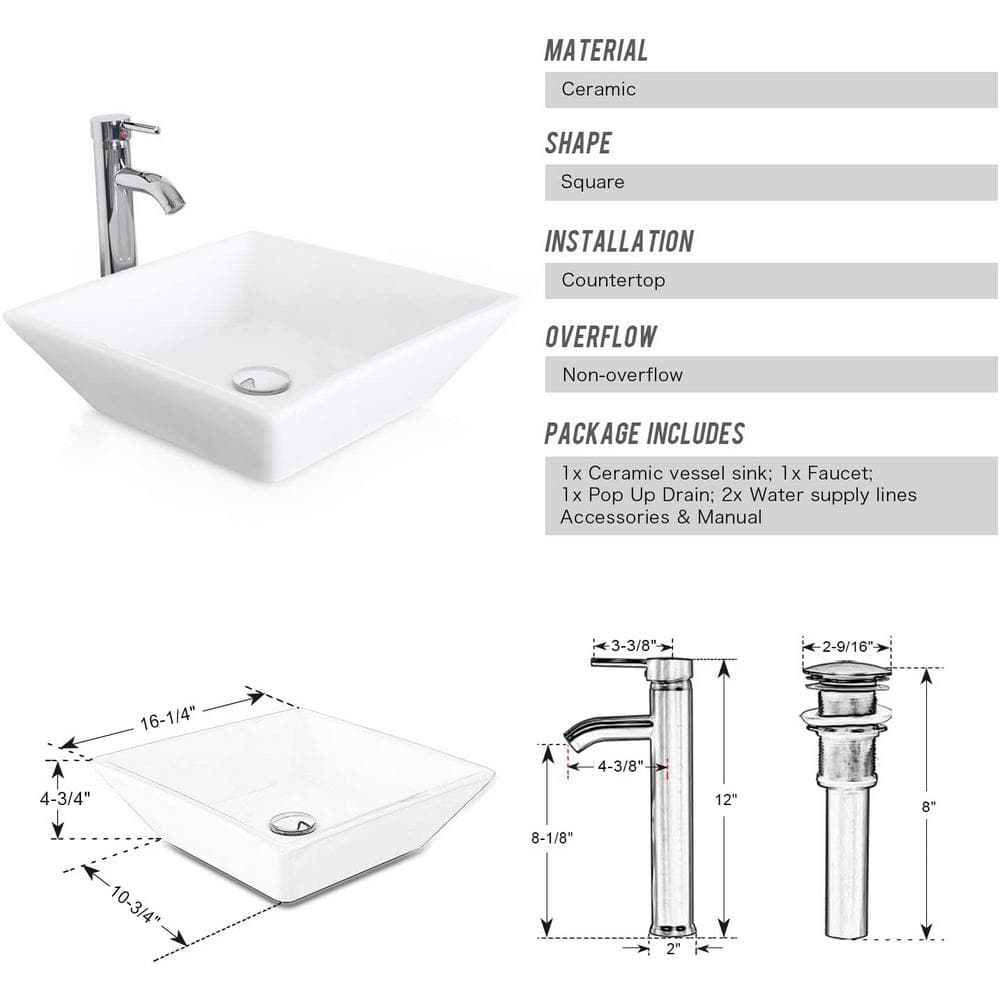 24" White MDF Bathroom Vanity with Ceramic Sink and Chrome Faucet