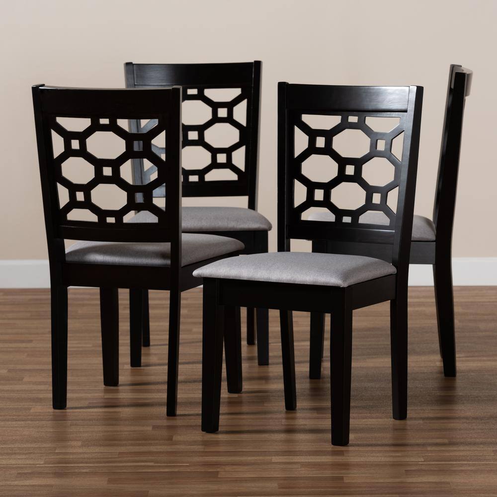Peter Grey and Dark Brown Wood Side Chair with Cane Back