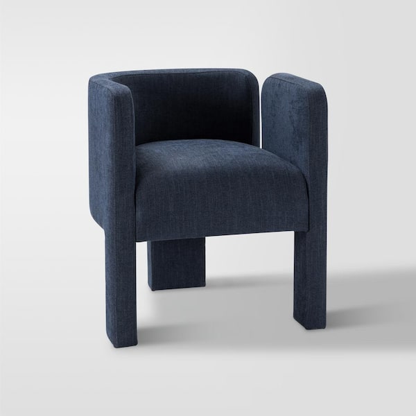 JAYDEN CREATION Edgar Navy Right-facing Cutout Dining Chair with Low Back and 3-Legged Design
