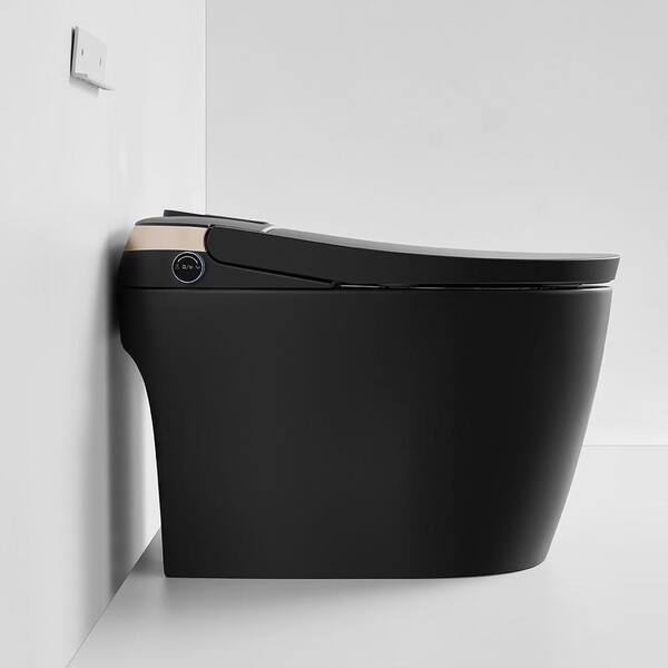 WELLFOR Smart Bidet Toilet 1.28 GPF Matte Black - LED Screen, Auto Functions, Heated Seat