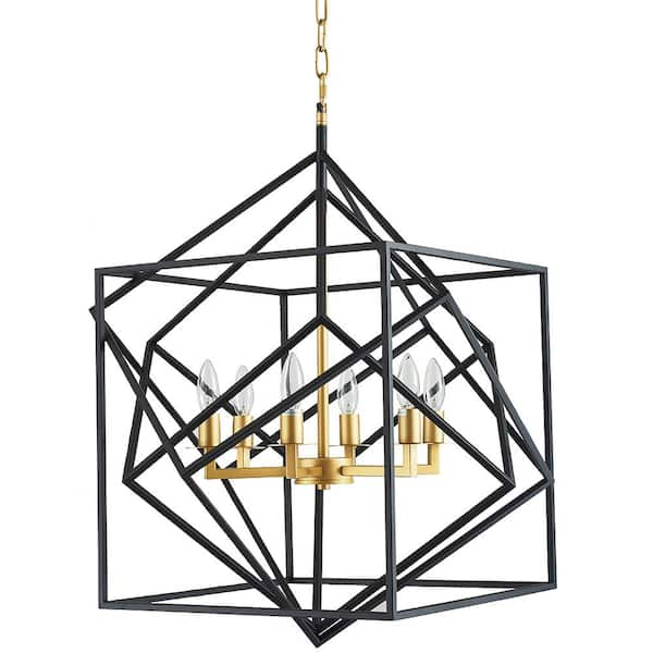 Unbranded Sofia II 60-Watt Intergrated LED Black Geometric Chandelier