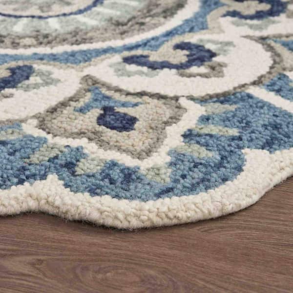 Bernadette Blue/Green 4 ft. Round Area Rug