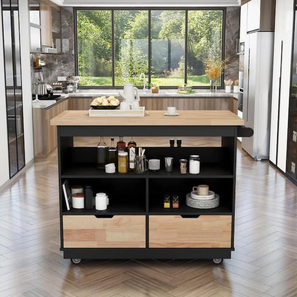 Linon Home Decor Todd Green Kitchen Cart with Granite Top and Storage