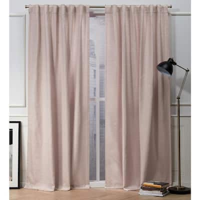 Mellow Slub Blush Pink Textured Polyester 54 in. W x 108 in. L Hidden Tab Top Light Filtering Curtain Panel (Set of 2)