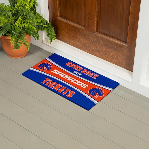 Evergreen Boise State University 28 in. x 16 in. PVC "Come Back With Tickets" Trapper Door Mat